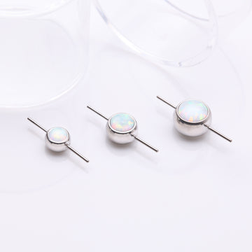 Detail View 1 of Implant Grade Titanium OneFit Threadless Bezel Set Fire Opal Connector Bridge Part-White Opal